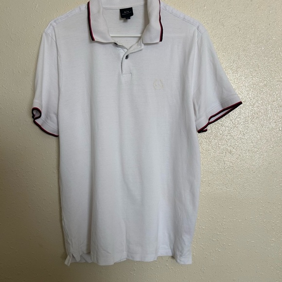 Armani Exchange White Polo with Dark Trim - Picture 1 of 7